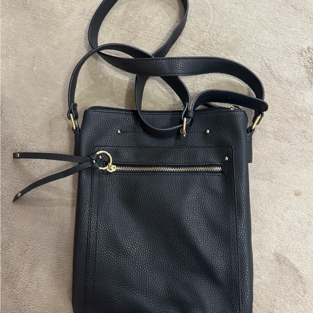 Charming charlie Black Pebbled Leather Crossbody Bag